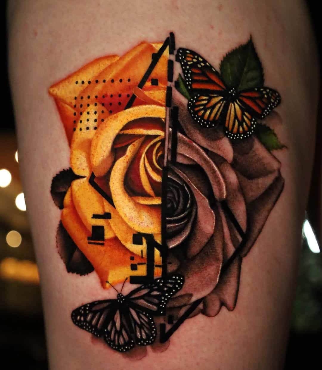 Yellow rose tattoo design by palacios ink