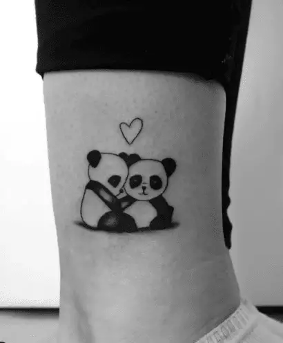 panda on leg tattoo by roomcraft.tattoo