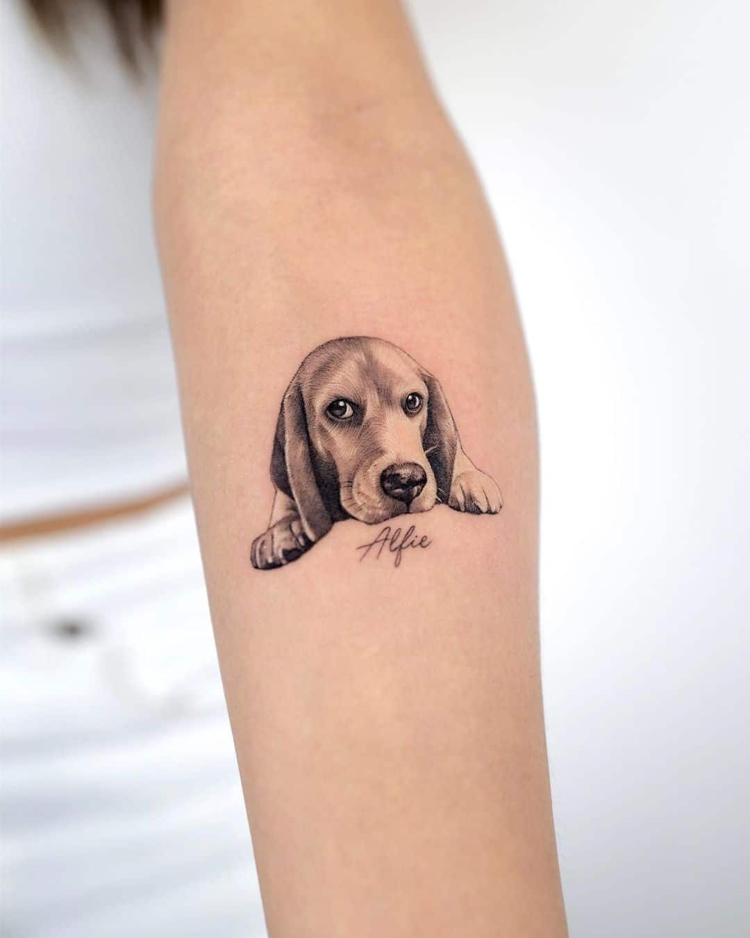 realistic dog tattoo by tattooist eheon 2