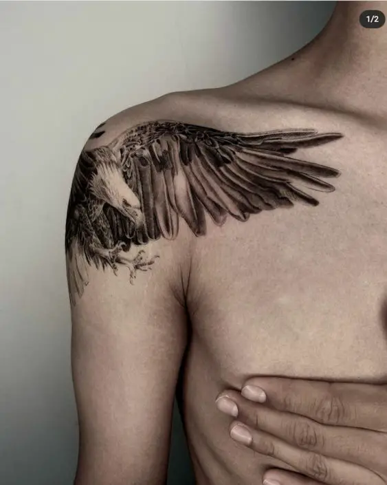 Right Shoulder American Eagle Tattoo - Veteran Ink