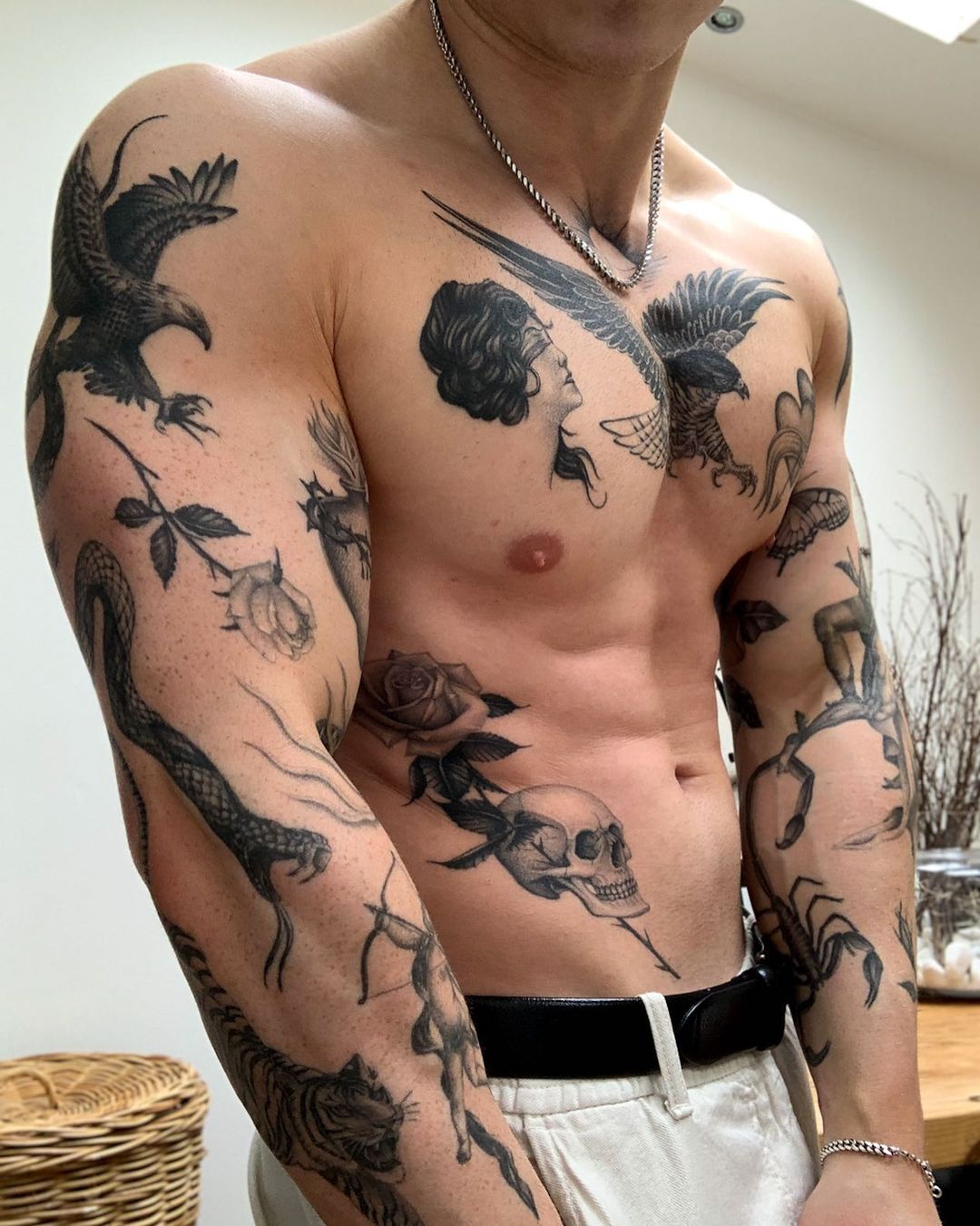 Eagle tattoo on chest by