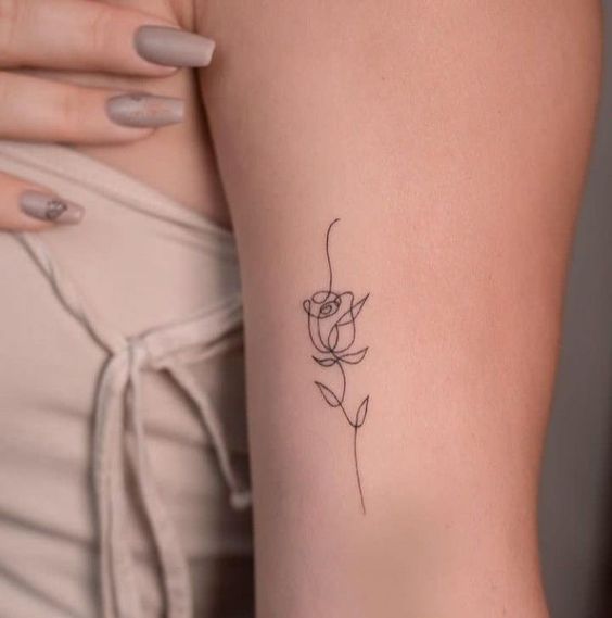 Fineline rose tattoo 2