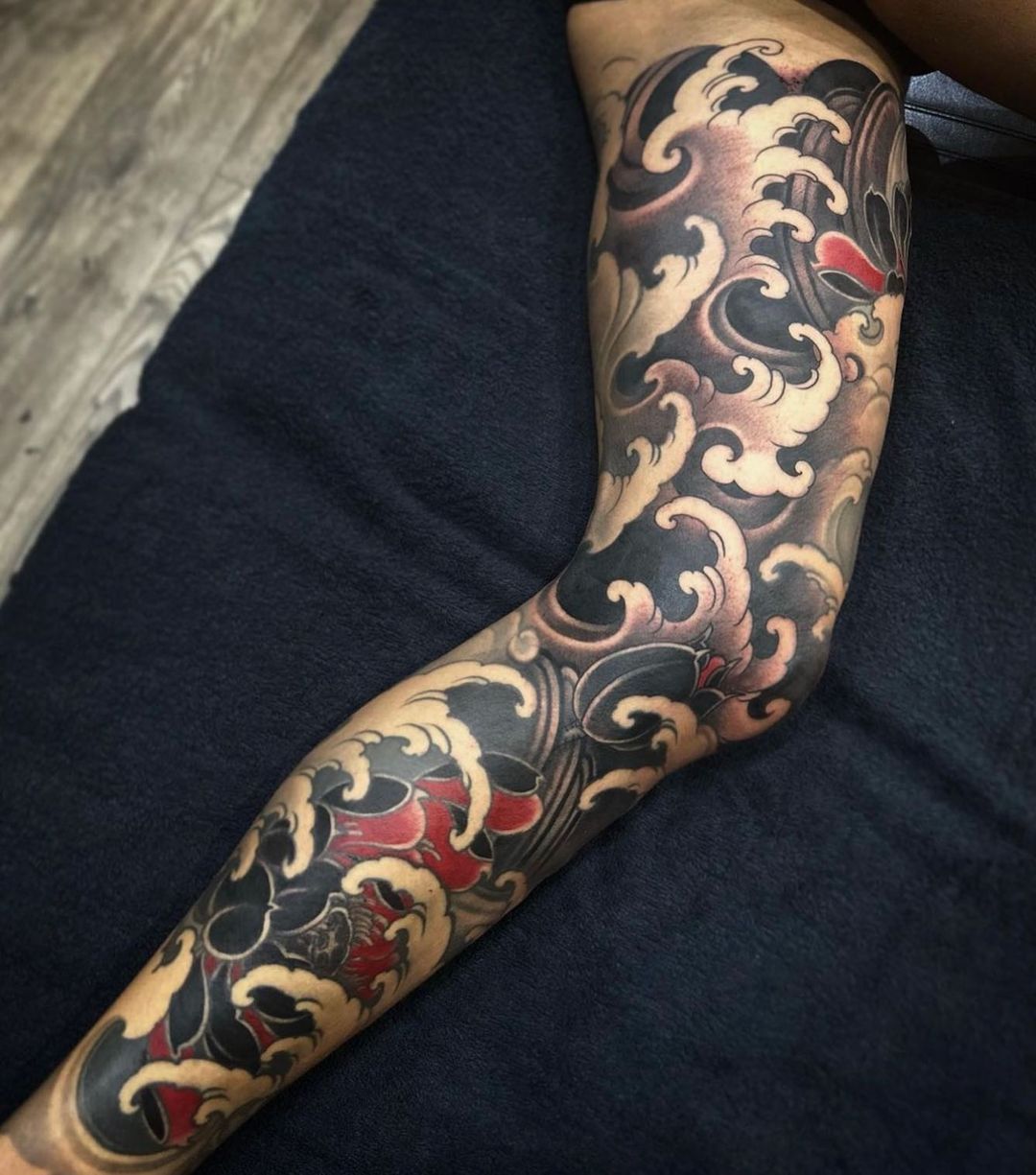 Japanes waves tattoo design by irezumidisciples