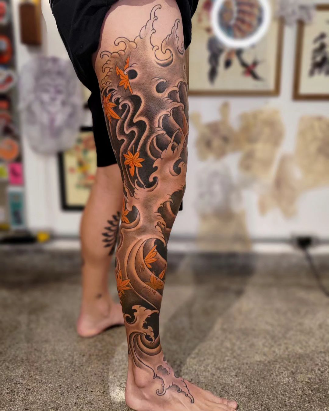 Japanese waves tattoo design by vitiellotattoo