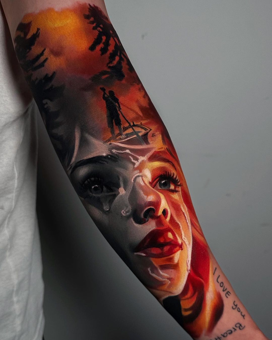 Portrait tattoo on forearm by