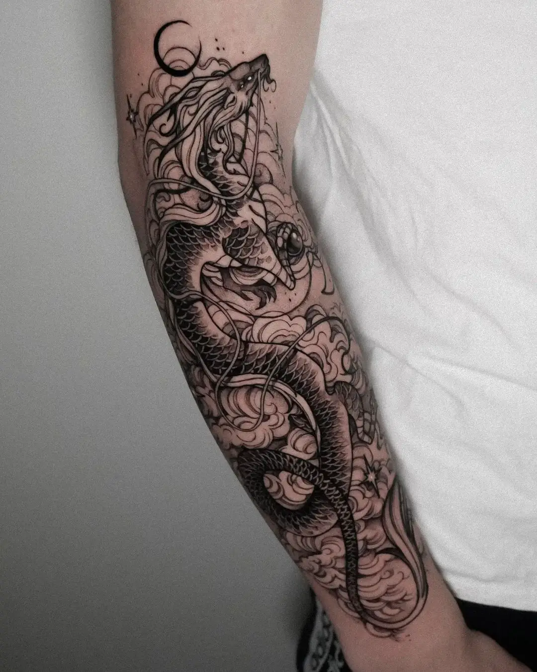 Realistic dragon tattoo ideas by marinalatre
