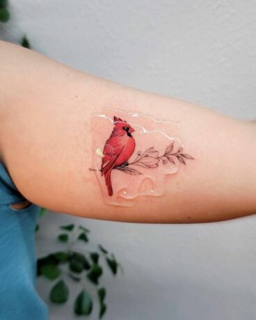 Red bird tattoo design 2