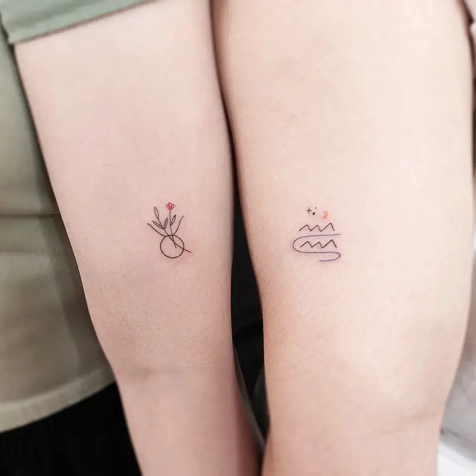 Simple couples tattoo by gorae tattoo