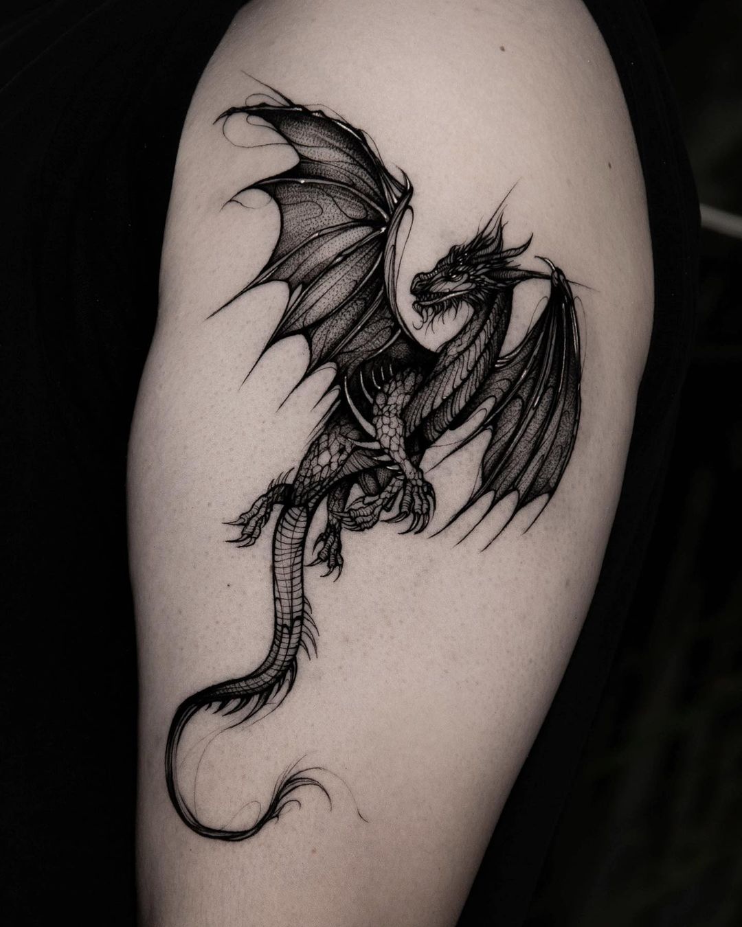 Small dragon tattoo by marni tattoo