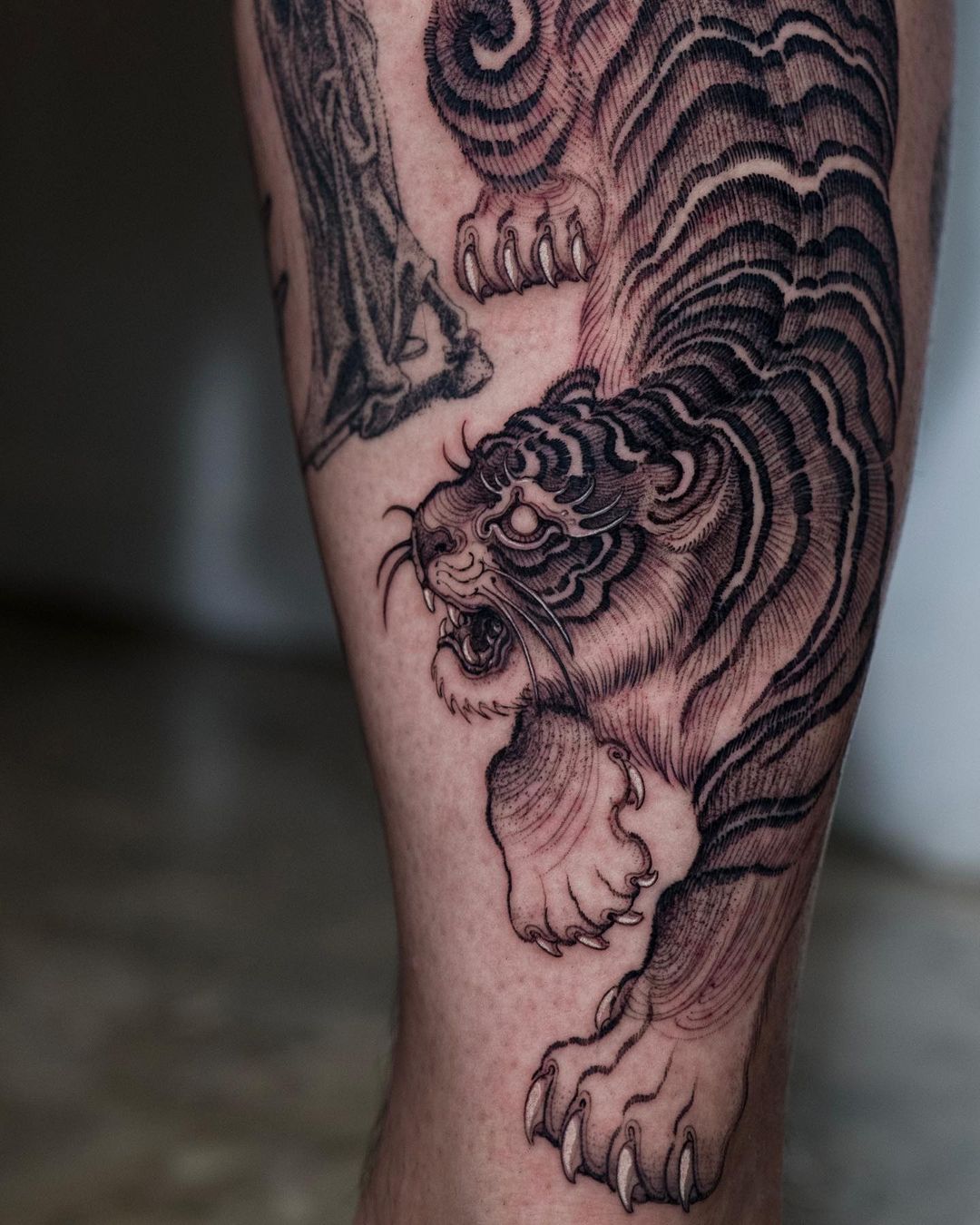 Tiger portrait tattoo design by arang eleven