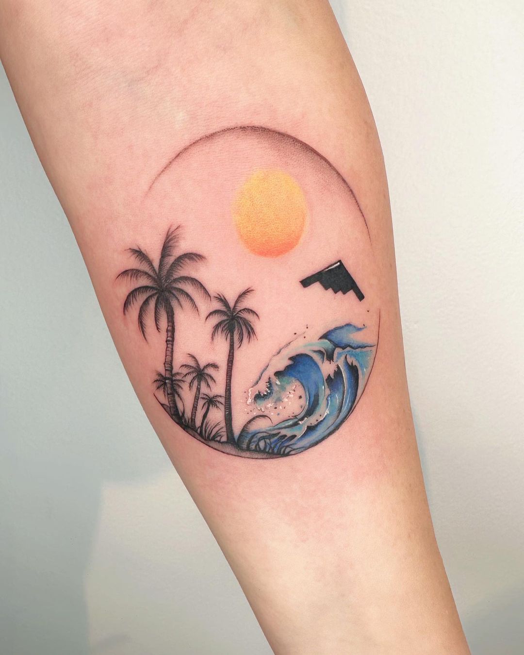 Watercolor waves tattoo by antstattoo may