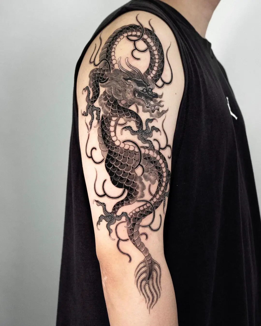 chinese dragon tattoo by dokgonoing
