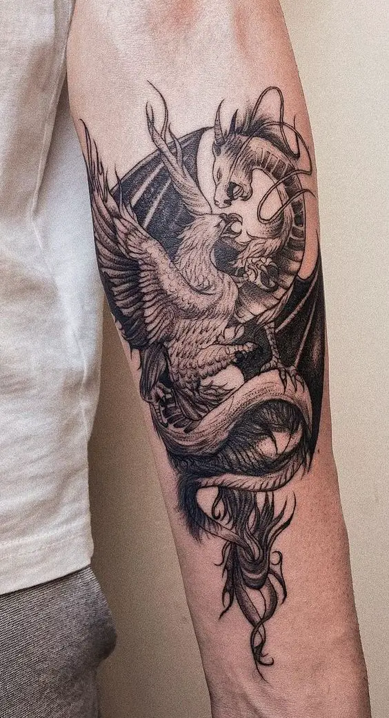 dragon and phoenix tattoo 1