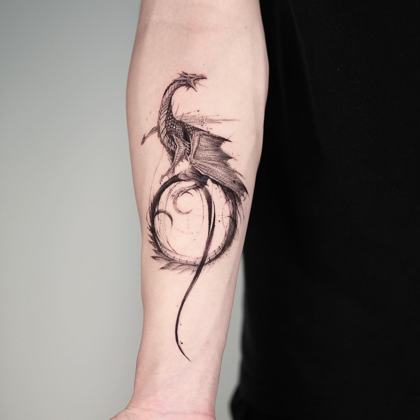 simple dragon tattoo design by mammon black