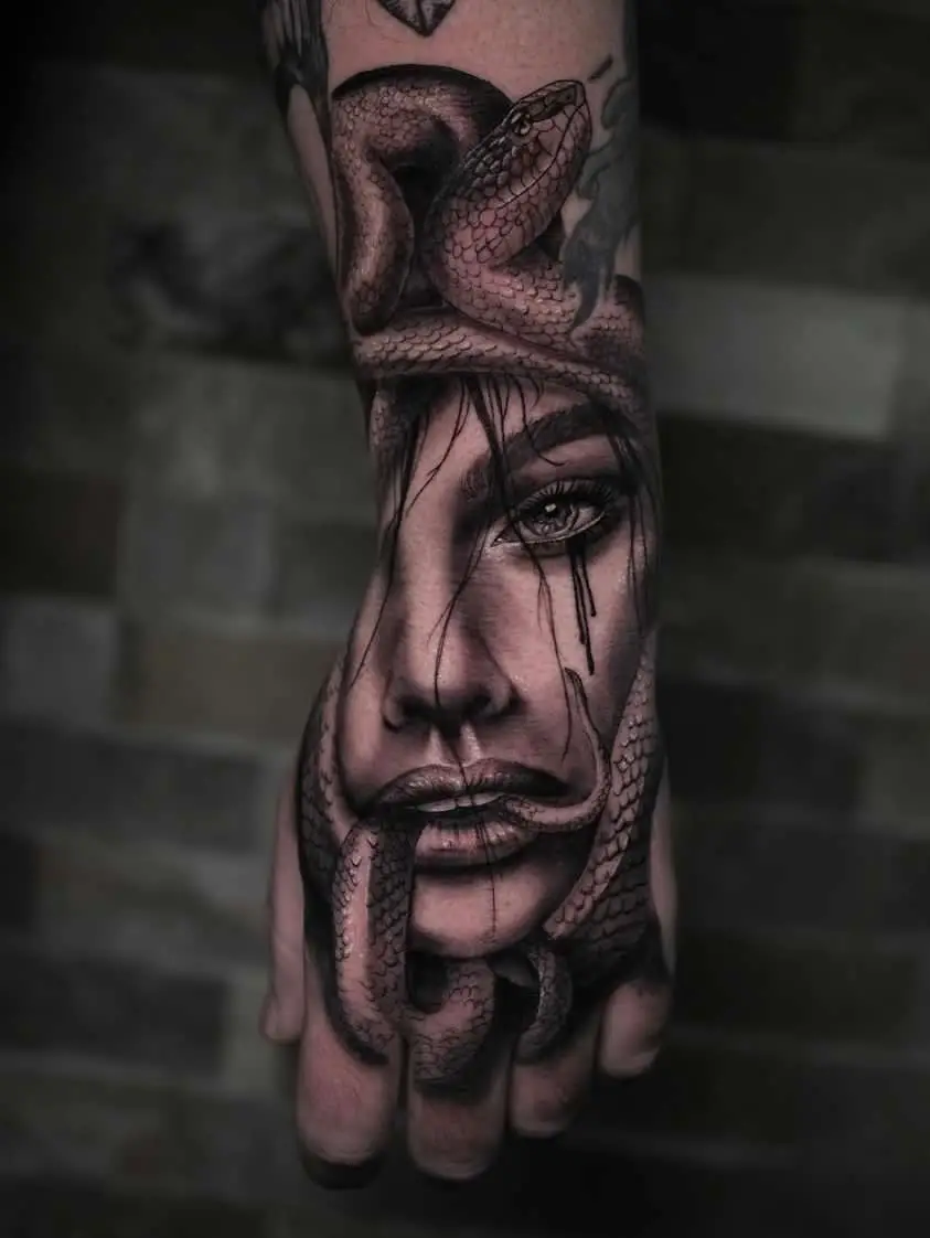 women portrait tattoo by Caitlin Maunder