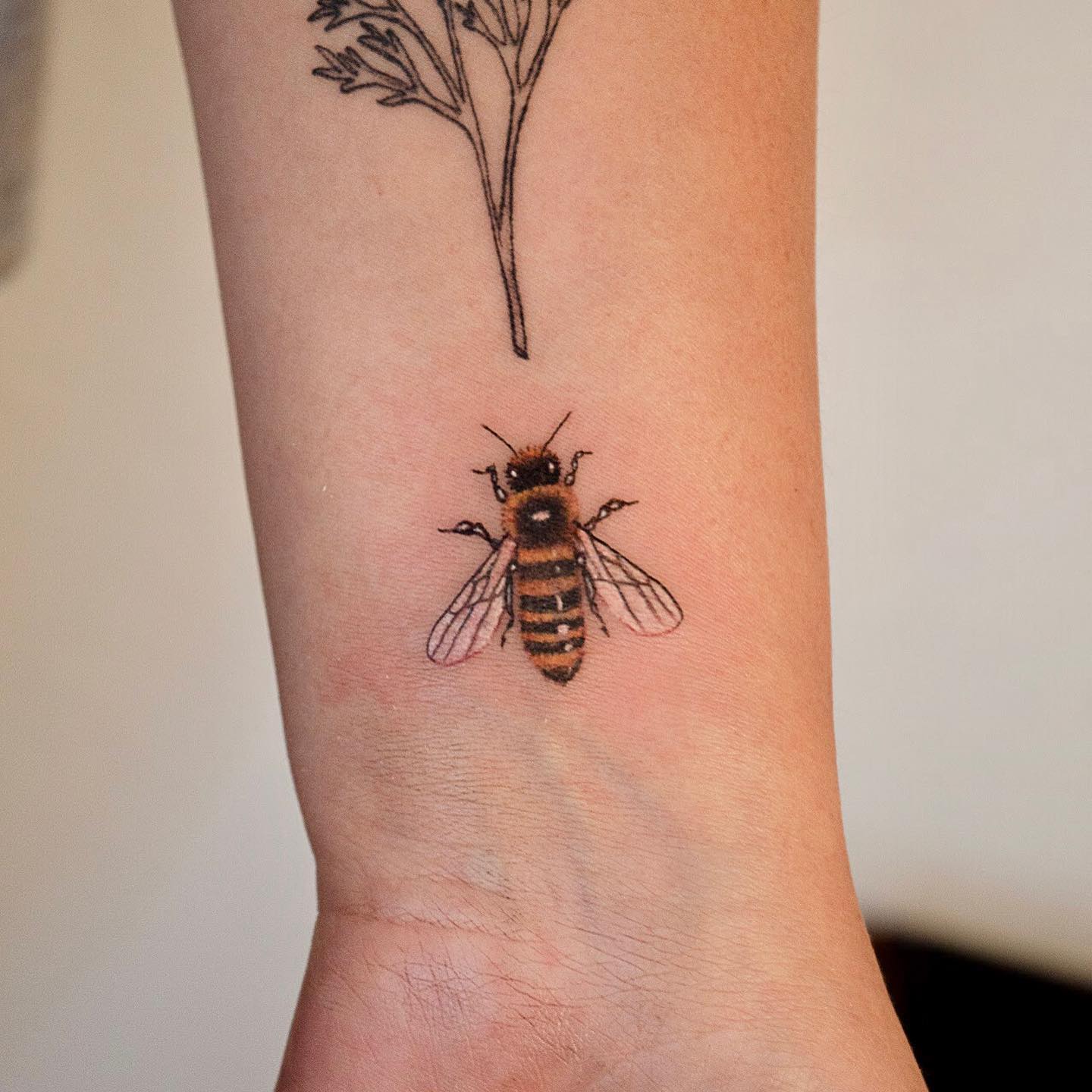 Bee tattoos by pluma.ink
