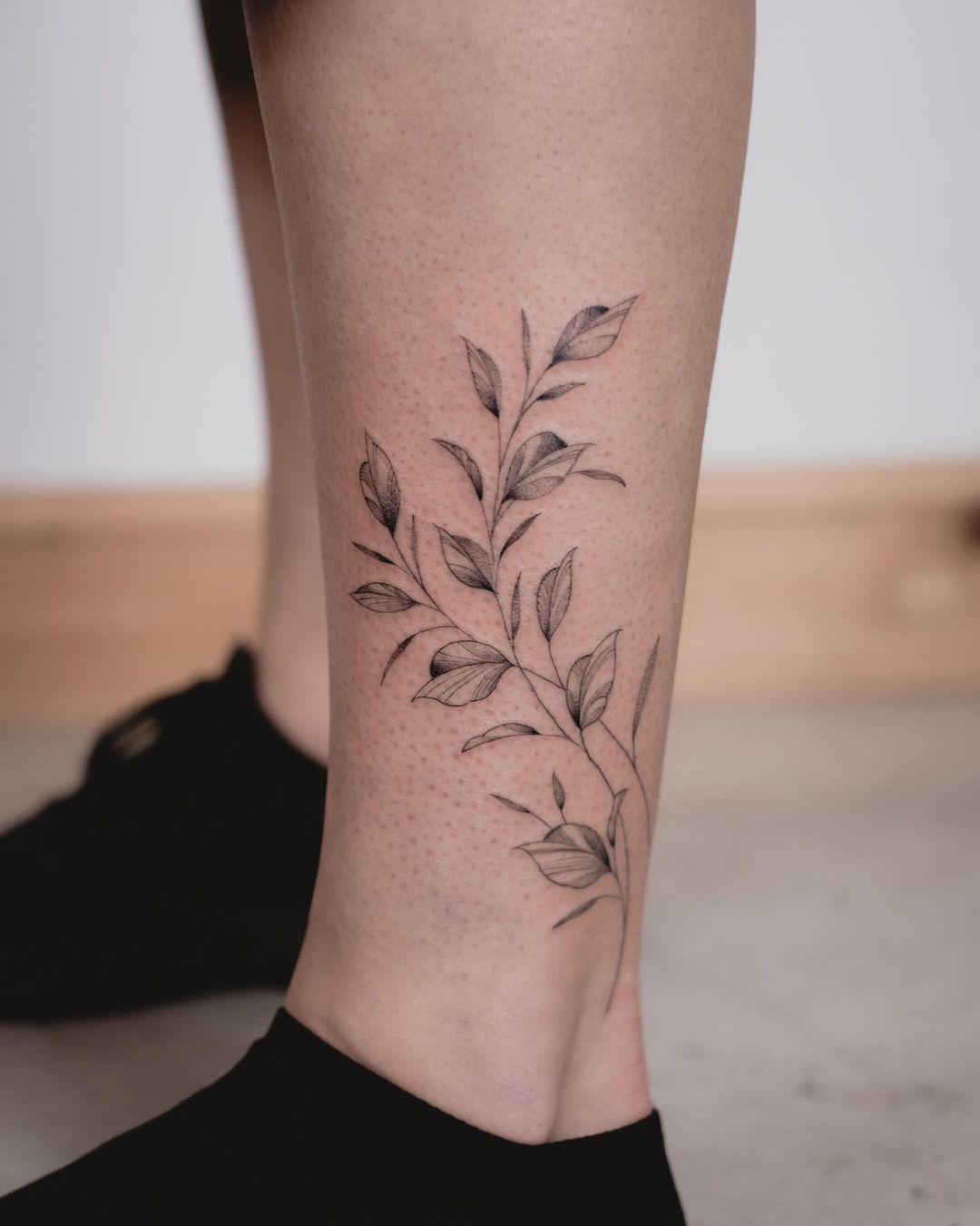 Black inked flower tattoo by stepblack