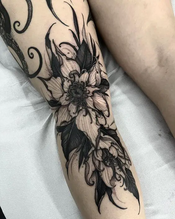 Blackwork flower tattoo ideas