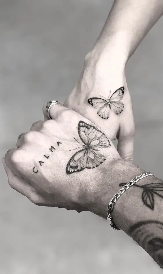 Butterfly hand tattoo design
