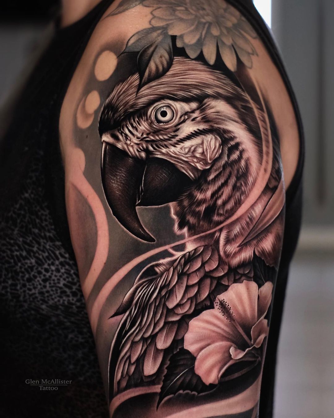 Parrot tattoo ideas for men by glen.tattoo