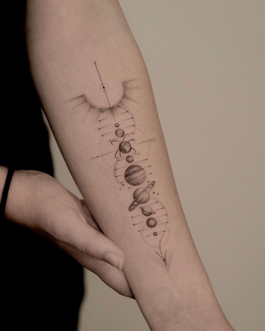 Solar system tattoo design by jk.tattoo
