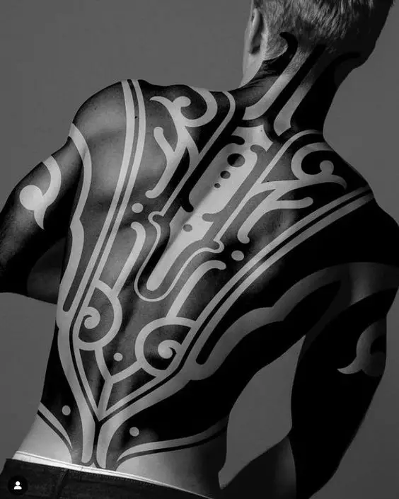 Tribal blackwork tattoo