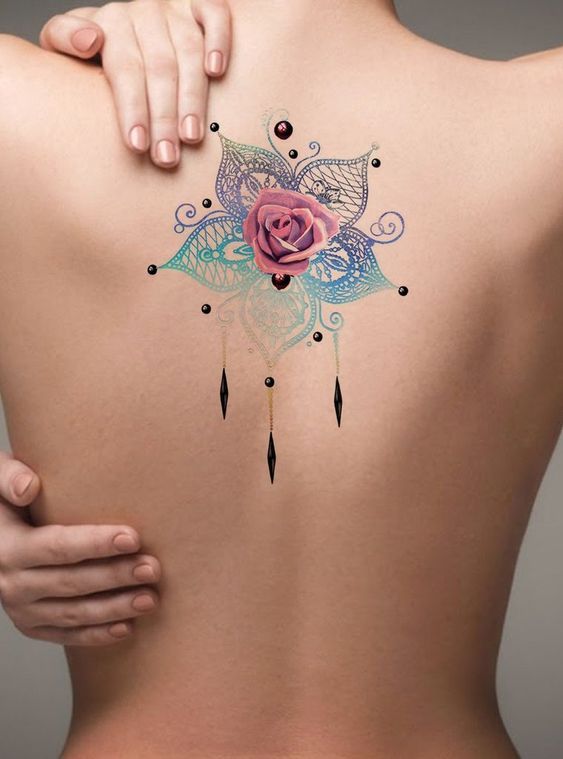 beautiful watercolor mandala tattoo for women