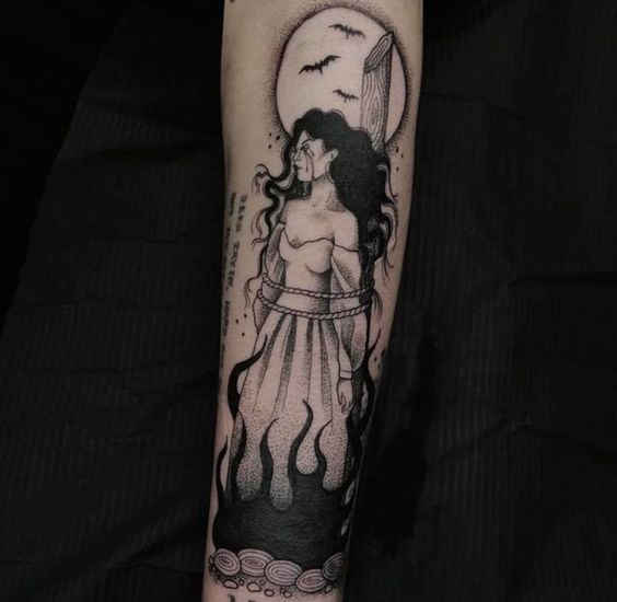 beautiful witch tattoo design