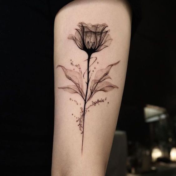 black and gray flower tattoos for men