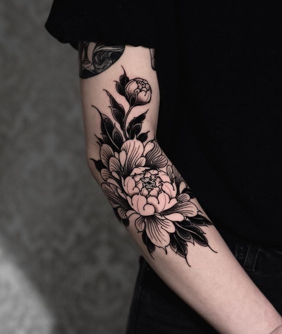 black flower tattoo for men