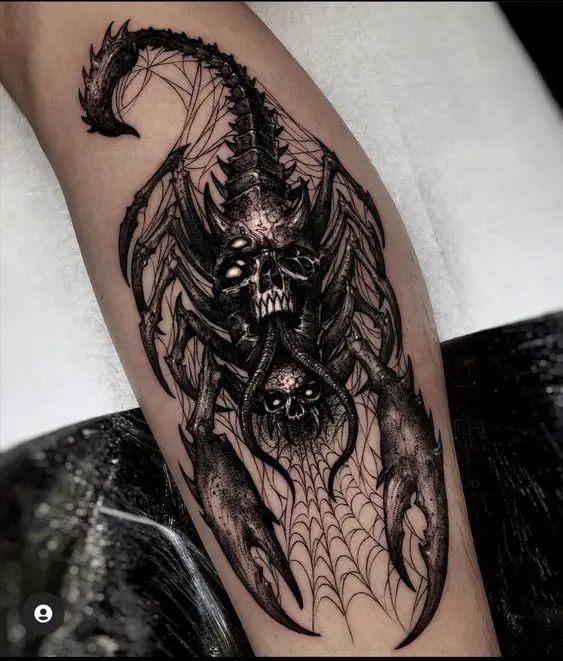 black work skull tattoo