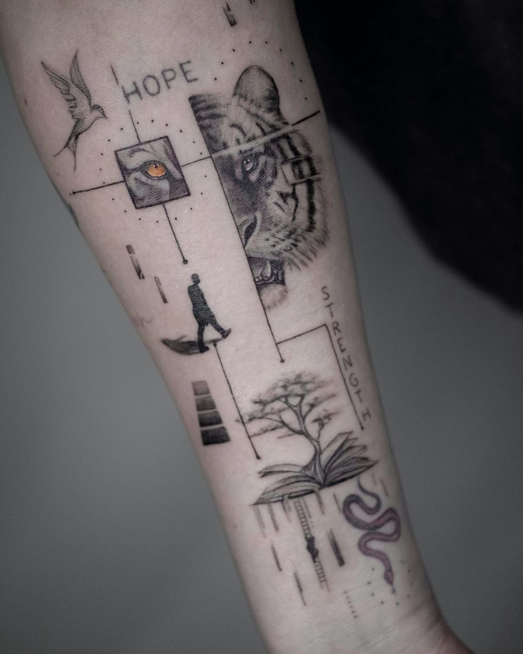 book on forearm by mr.ok tattoo