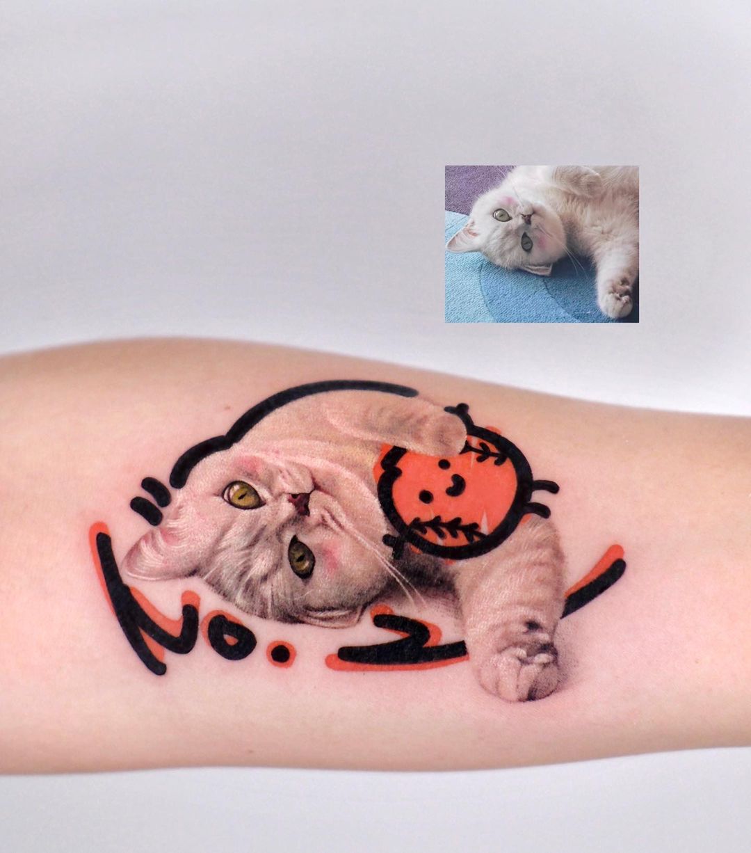 cat portrait tattoo designs by fattie tao