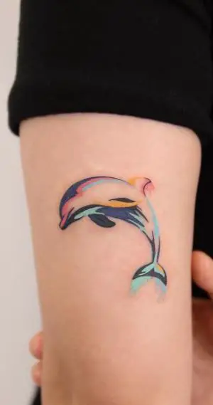 colorful dolphin tattoo design