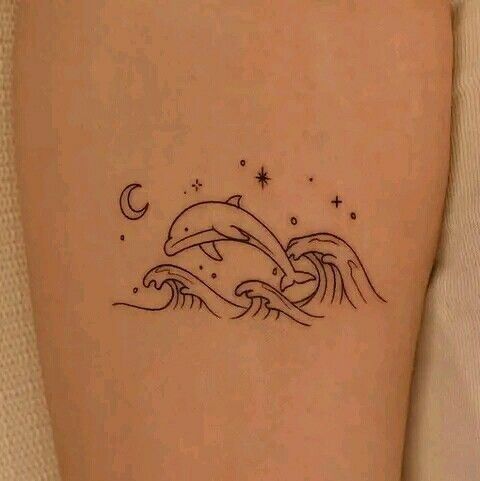 fineline dolphin tattoo designs