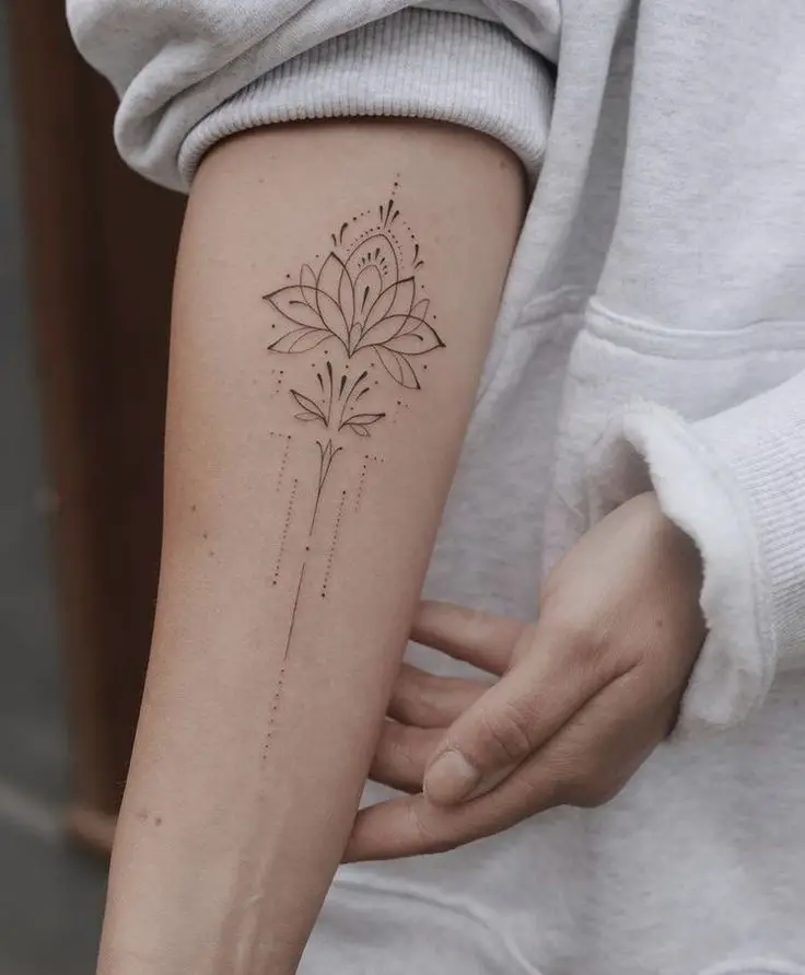 fineline lotus tattoo designs