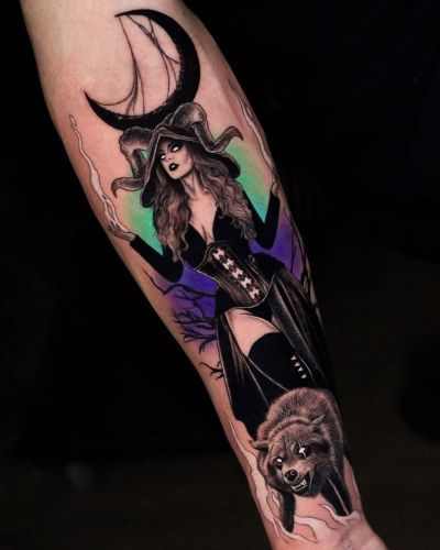halloween witch tattoo ideas