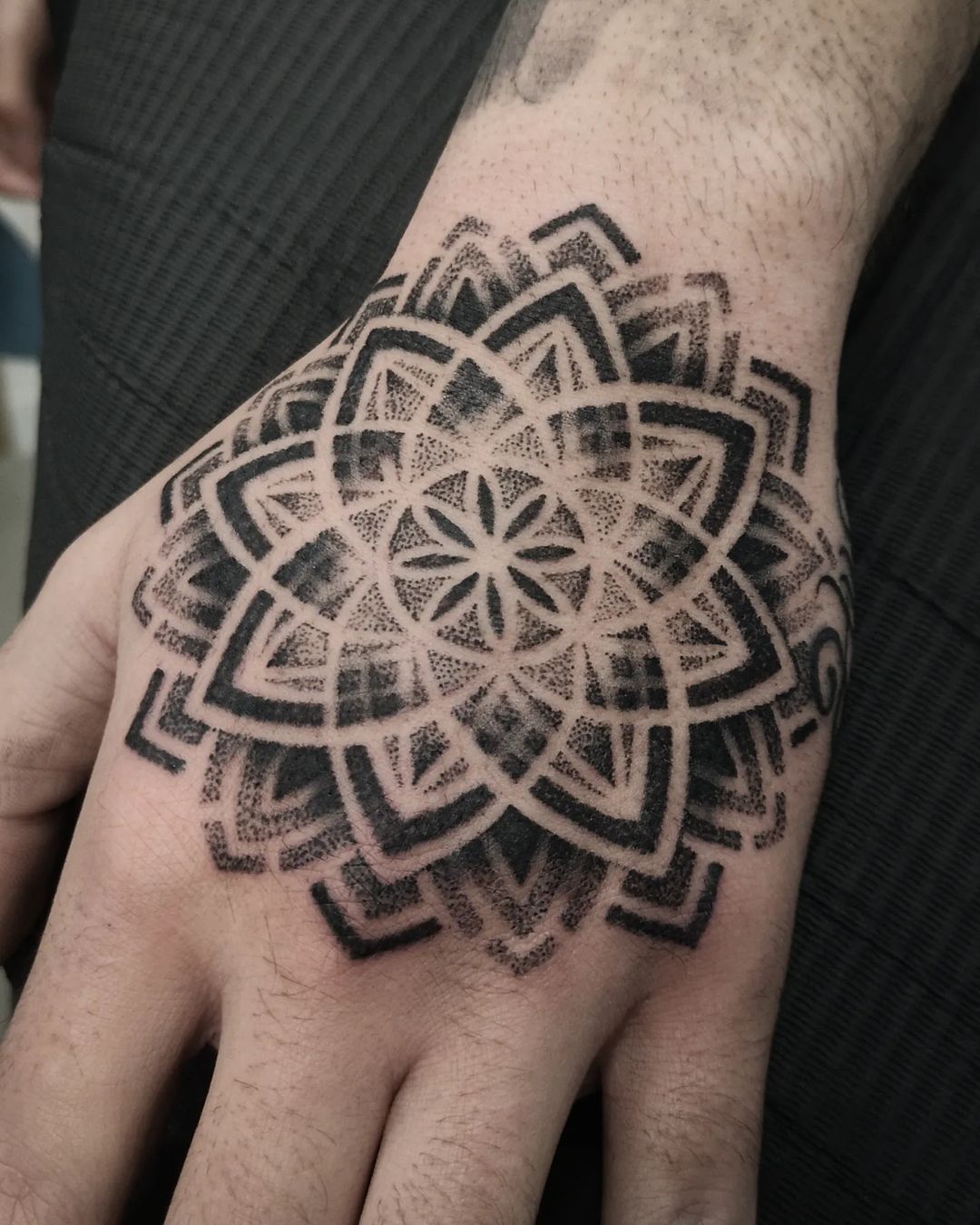 mandala hand tattoo by mattattoo art