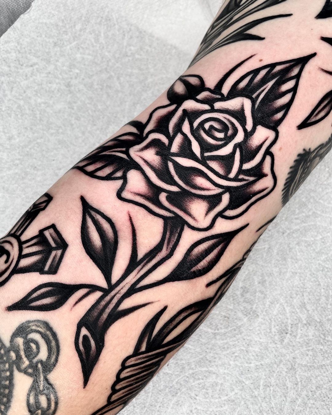 rose sleeve tattoos for men by sunhan.tattoo