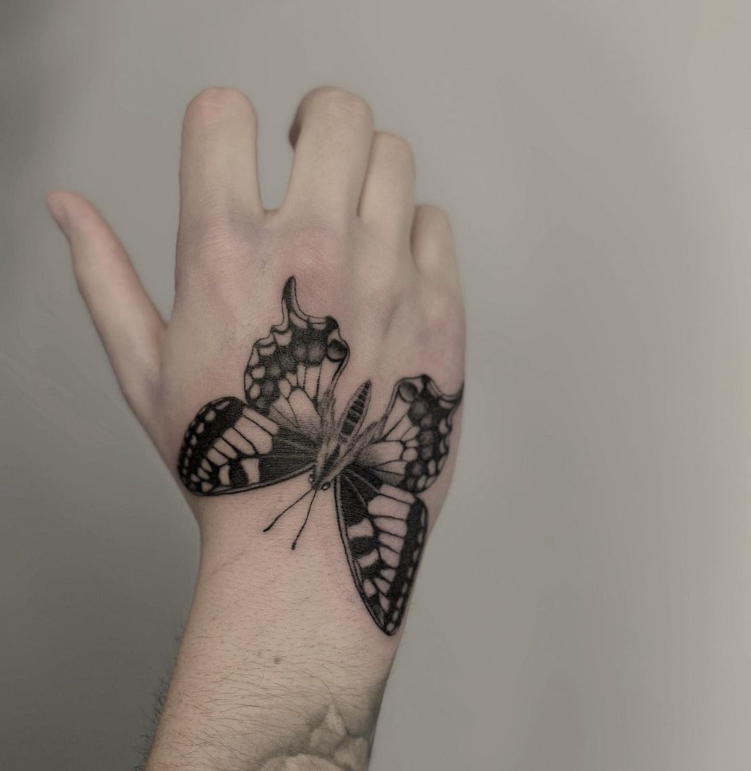 simple hand tattoo design by dimitricarbone