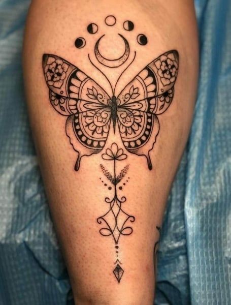 small mandala butterfly tattoo