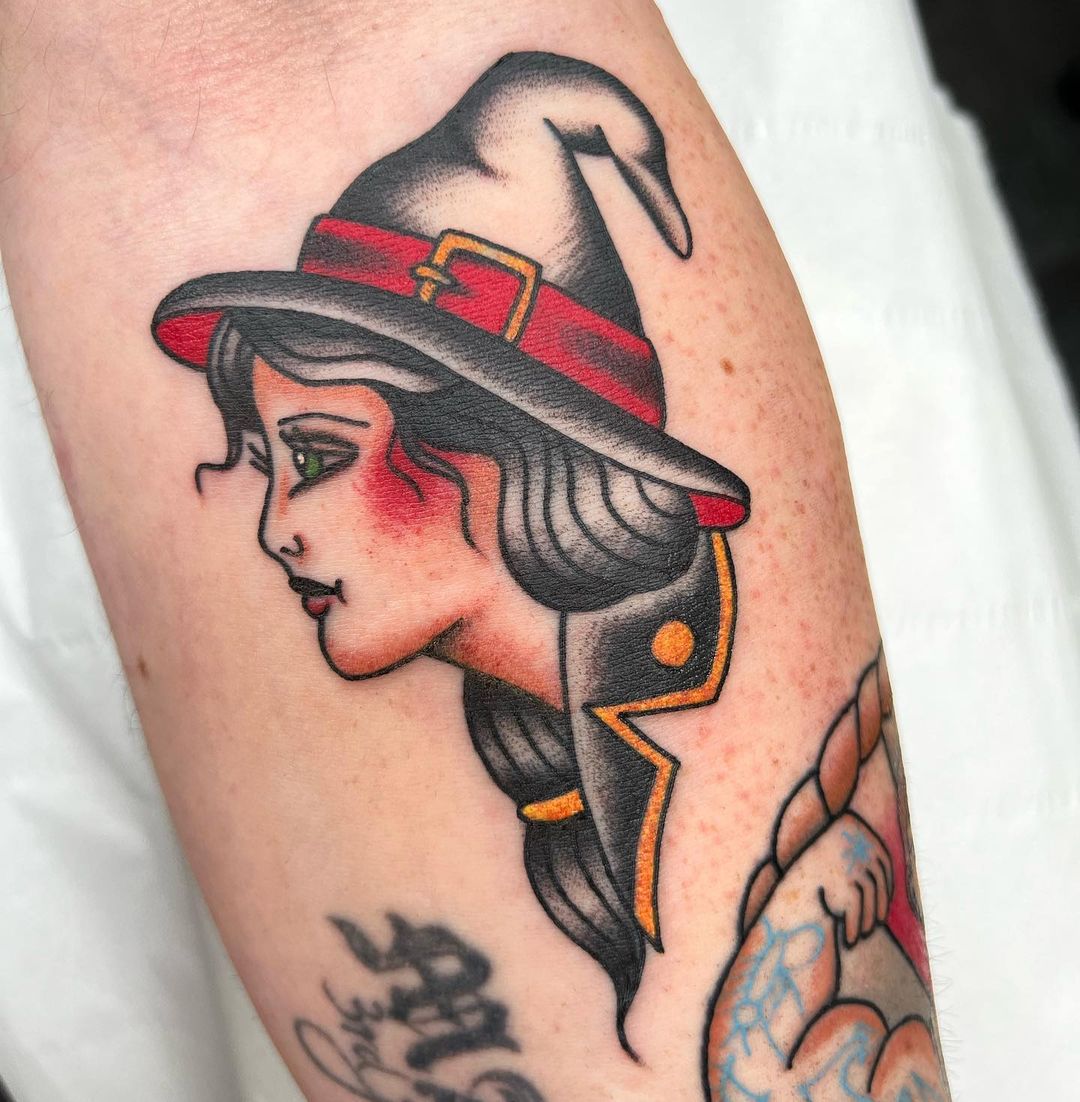 traditional witch tattoo by niamhtattoo