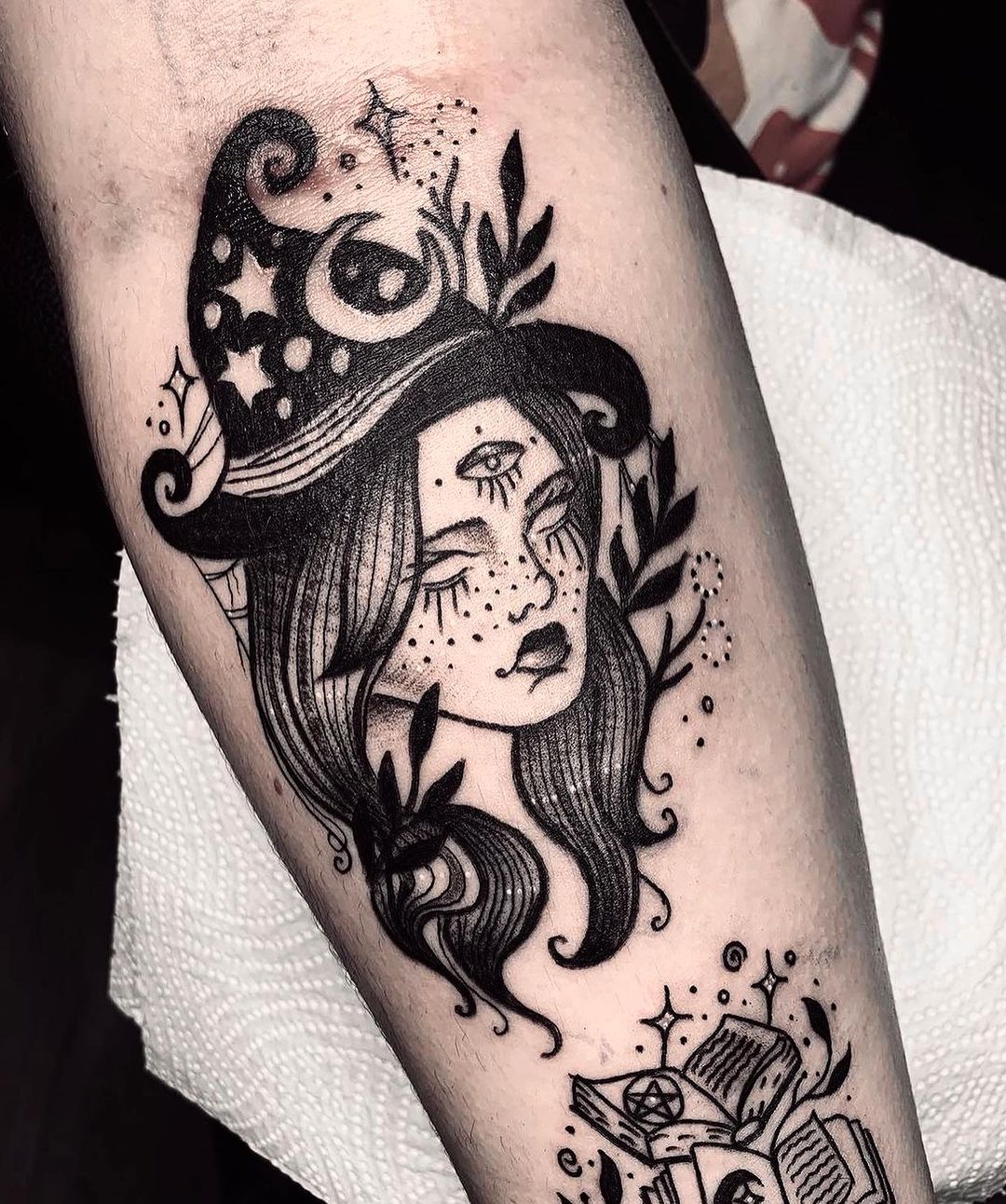 witch tattoo design by rachelannatattoo