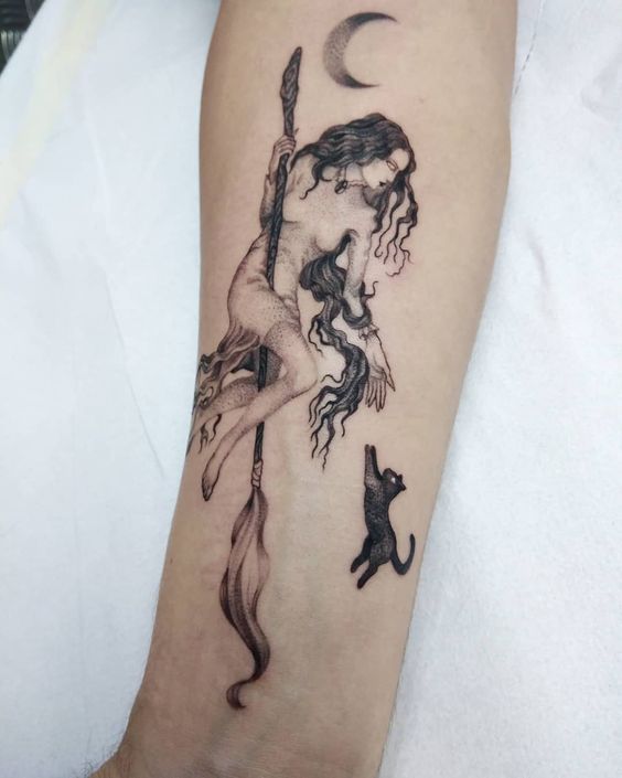 witch tattoo design ideas for women
