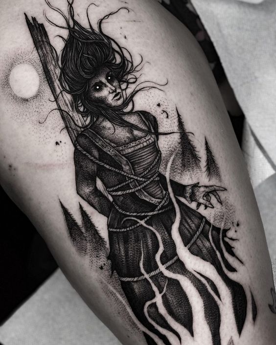 witch tattoos for men design