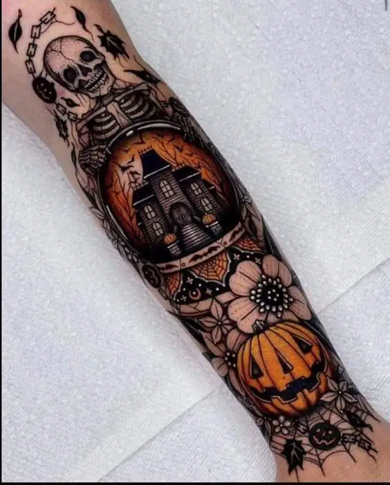 witchy pumpkin tattoo