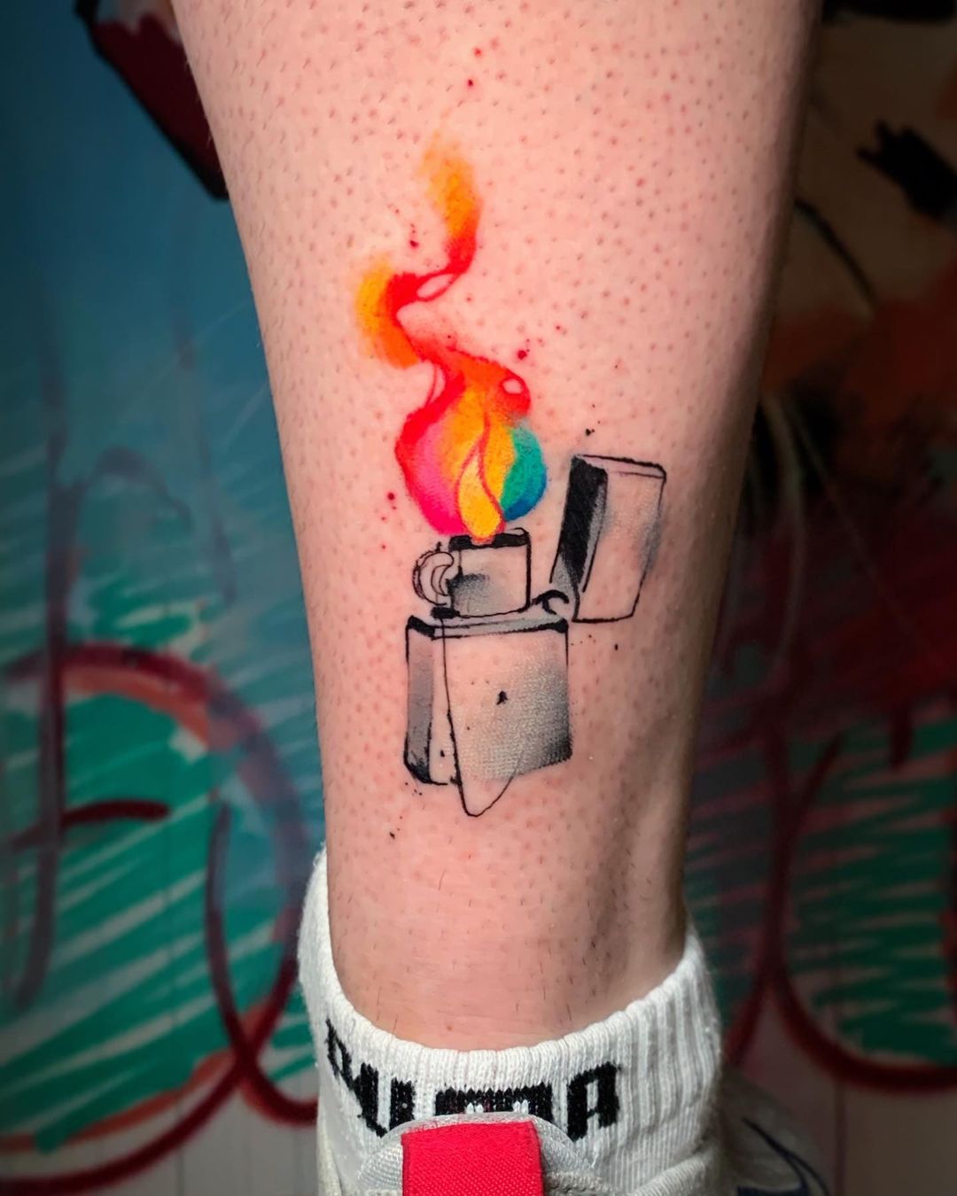 Watercolor fire tattoo design by pablo ortiz tattoo
