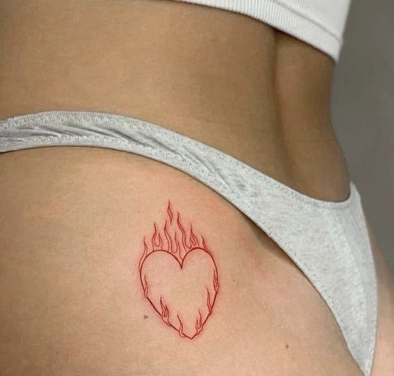 beautiful heart with fire tattoo ideas
