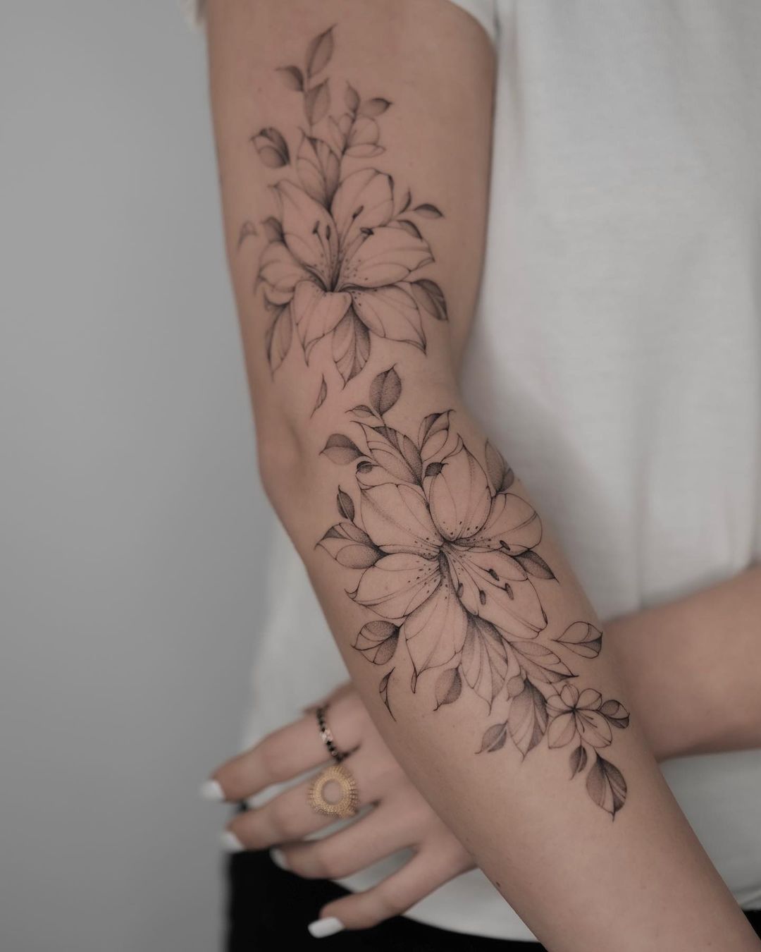 black inked flower tattoo design by asya.tattoo
