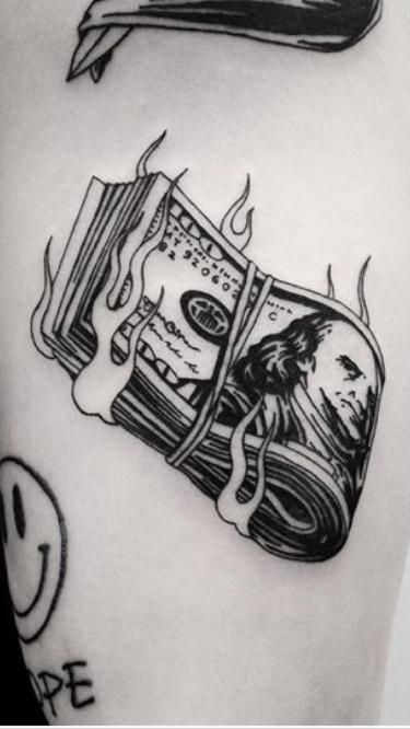 money stacks tattoos